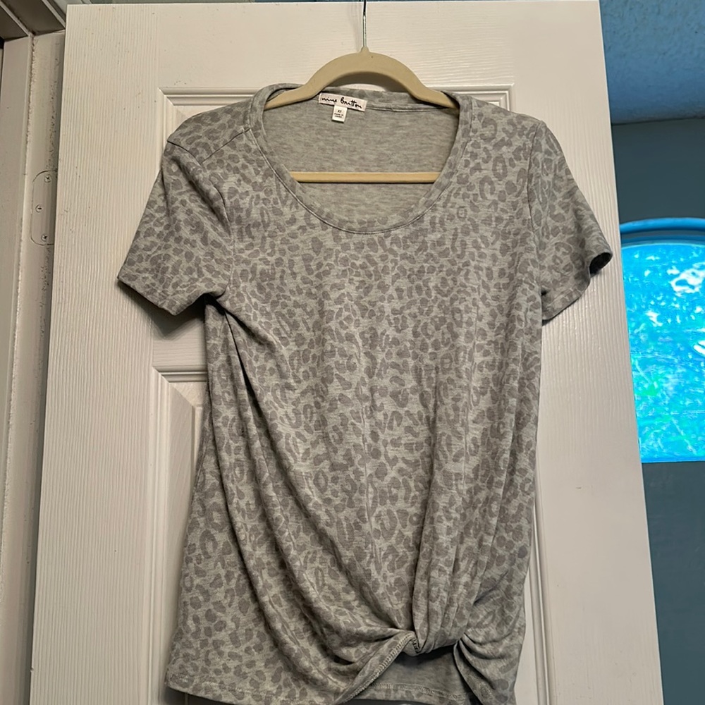Women’s leopard print top with knot tie